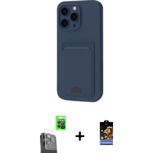 Cepte Toptan iPhone 16 Pro Vadi Çizgi Prime - Siyah Buffer Hayalet Cam Ekran Koruyucu + Siyah Raze Metal Kamera Lens