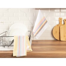 Madame Coco Jeanne 2'li Yıkamalı Mutfak Havlu Seti 40 x 60 cm Pamuk Beyaz/Sarı Ekstra Yumuşak