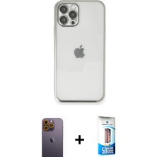 BUTİMAR'S iPhone 12 Pro Max Vadi Minimal - Siyah 5d Eko Cam Ekran Koruyucu + Sarı Neon Fosforlu Kamera Lens