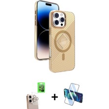 Cepte Toptan iPhone 16 Pro Max Nova Modern Prime - Siyah 3D Antistatik Cam Ekran Koruyucu + Natural Grey Raze Metal Kamera Lens