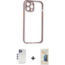 Cepte Toptan iPhone 12 Pro Max Nova Asil Özel Seri - Siyah 6d Mat Seramik Hayalet Nano Ekran Koruyucu + Lacivert Shine Kamera Lens