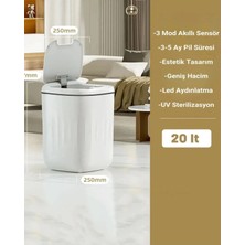 Eco Lounge Akıllı Teknolojik Sensörlü Çöp Kovası Işık Antibakteriyel Koku Geçirmez Mutfak Banyo Wc Ofis 20L Uv