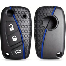 Gma Keys Fiat Fiorino Linea Ducato Boxer Jumper Silikon Petek Desenli Anahtar Kılıfı Siyah Mavi