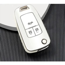 Gma Keys Opel Astra J Insignia Mokka 3 Buton Nano Anahtar Kılıfı Beyaz Gümüş Silver Renk