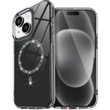 Kordify Newface Apple iPhone 15 Plus Uyumlu Live Diamond Magsafe Kapak – Parlak Taşlı Şık Tasarım & Güçlü Manyetik Kılıf
