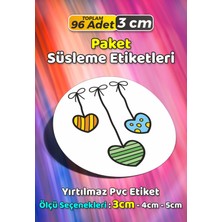 Sb Store Kalp Temalı Ambalaj Hediye Paket Süsleme Etiketi Model 110 - 96 Adet 3cm