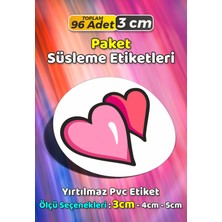 Sb Store Kalp Temalı Ambalaj Hediye Paket Süsleme Etiketi Model 106 - 96 Adet 3cm