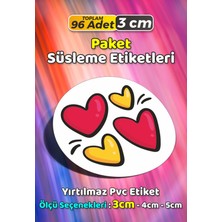 Sb Store Kalp Temalı Ambalaj Hediye Paket Süsleme Etiketi Model 104 - 96 Adet 3cm