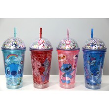 Ttt Sevimli Stitch Pipetli Işıklı Pullu Suluk Bardak 400 ml