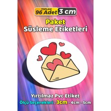 Sb Store Kalp Temalı Ambalaj Hediye Paket Süsleme Etiketi Model 107 - 96 Adet 3cm