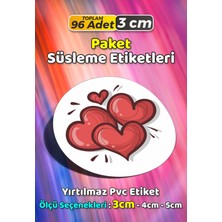 Sb Store Kalp Temalı Ambalaj Hediye Paket Süsleme Etiketi Model 100 - 96 Adet 3cm