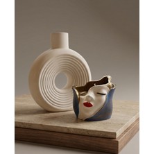 Zedef Tasarım Gece Mavisi Kız Büstü Mum & Halkalı Vazo"