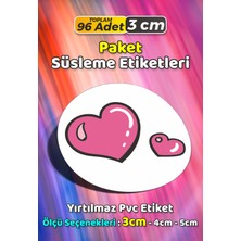 Sb Store Kalp Temalı Ambalaj Hediye Paket Süsleme Etiketi Model 117 - 96 Adet 3cm