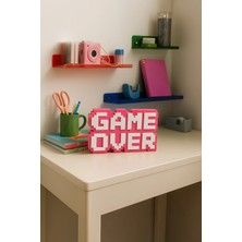 Three Dittle Birds Retro Game Over Kabartmalı Dekoratif Obje - Pembe | Masaüstü ve Duvar Süsü | Hediye