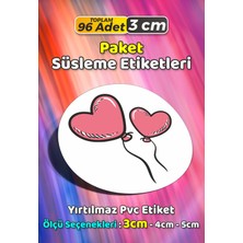 Sb Store Kalp Temalı Ambalaj Hediye Paket Süsleme Etiketi Model 115 - 96 Adet 3cm
