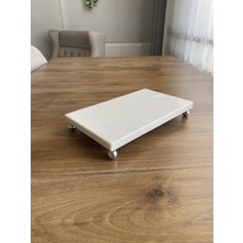 Ayaklı Mermer Sunumluk ve Yağdanlık Altlığı – 25X15 cm Dikdörtgen Mermer Tepsi -