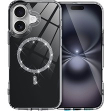 Kordify Newface Apple iPhone 16 Plus Uyumlu Live Diamond Magsafe Kapak – Parlak Taşlı Şık Tasarım & Güçlü Manyetik Kılıf