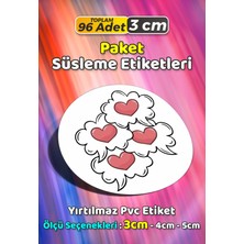 Sb Store Kalp Temalı Ambalaj Hediye Paket Süsleme Etiketi Model 112 - 96 Adet 3cm