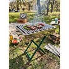 Efsoon Organics 70 cm Çelik Sac Katlanır Ayaklı Yağdanlıklı Mangal