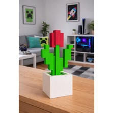 Three Dittle Birds Minecraft Temalı Saksılı Çiçek - 8-Bit Tasarım Dekoratif Obje Figür