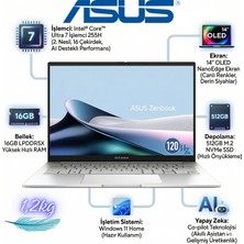 Asus Zenbook 14 OLED Intel Core Ultra 7 255H 16GB 512GB 14" Ultra Ince ve Hafif 1.2kg 3k 120Hz OLED Ekran Co-Pilot Yapay Zeka Teknolojisi