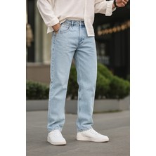 Damga Erkek Jeans Bol Paça Buz Mavi Baggy Kot Pantolon
