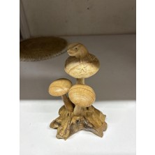 Miamantra Ahşap Mantar Biblo 3'lü 17 cm Kurbağalı