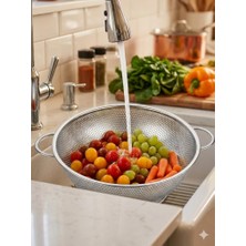 Abnturk Mutfak Süzgeci . Geniş Hacimli Paslanmaz Metal Süzgeç - 28 cm