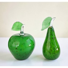 Felis Arte Dekoratif Elma / Armut Ikili  Set , Cam, El Yapımı (Yeşil)