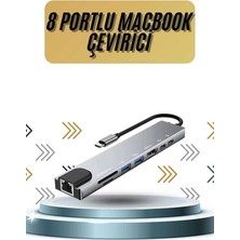 Eco Lounge 8 Portlu Macbook Çevirici Type C Hub  Sd Tf USB Çoğaltıcı Ethernet