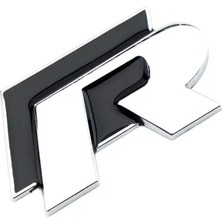 Volkswagen Metal R Siyah Gümüş Stıcker Amblem
