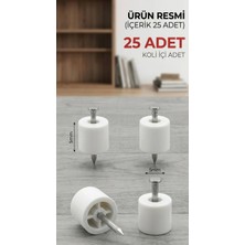 Mobilyahane 25 Adet Dayanıklı ve Pratik 5mm Beyaz Mobilya Ayakları Raf Pimi Çivili Raf Pimi 3 Paket