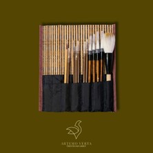 Keçi Kıllı Fırça Seti Bambu Kılıflı – 12’li Sanat Fırça Seti
