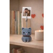 Three Dittle Birds Amigurumi Stil Kedi Fotoğraf ve Not Tutucu – Klipsli Masaüstü Notluk