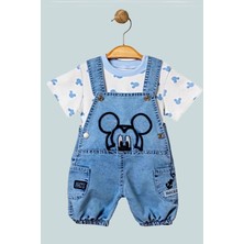 DeKuBaby Sevimli Karakter Oyuncaklı, Badili Çocuk Bebek Kot (Jeans) Salopet Tulum Takımı (3/6/9/12/18) Ay