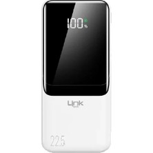 Linktech EF94 Dijital Ekranlı 22,5W  9000 Mah Powerbank Beyaz