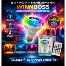 Winnboss Bluetooth Hoparlörlü LED Ampul | Kumandalı Renkli Işık + Müzik Çalar | Rgb Işık Efektli Akıllı Ampul