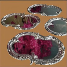 Chef Taste Jasmin Artnova Oval Paslanmaz Çelik 6 Lı Gümüş Renk Işlemeli Sunum Tepsisi