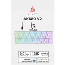 Ajazz AK680V2 Manyetik Switch Rapid Trigger 8000Hz KLAVYE-128K Scan Rate-Bilek Askısı