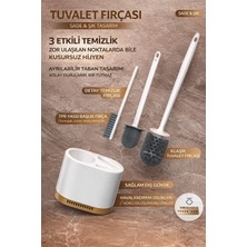 Adefco 3’lü Tuvalet Fırçası Seti Silikon Uçlu Duvara Monte Klozet Fırçası Beyaz