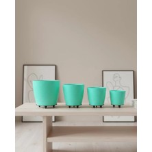 Sbusshop 4’lü 3D Ayaklı Yeşil Saksı Seti Dekoratif Modern Tasarım - SB001M-48TX95