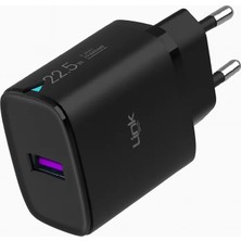 Linktech C306 Safe Type-C Kablolu 22.5W Hızlı Şarj Adaptörü Siyah