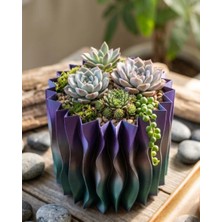 Sbusshop Estetik Dalga Formlu Mor 3D Baskı Dekoratif Vazo Modern Ev Aksesuarı - SB001M-48UTL4