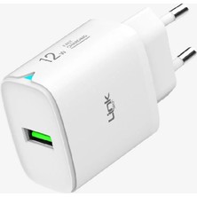 Linktech C302 Strong 12W Lightning Kablolu Hızlı Şarj Adaptörü  Beyaz