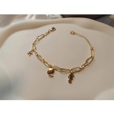 Luxury Jewelry Euro Aksesuar 14 Ayar Altın Kaplama Deniz Esintisi Çelik Şans Bilekliği