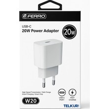 Ferro W20 Apple IPhone Tüm Modeller Için Uyumlu Hızlı Şarj Adaptör 20W