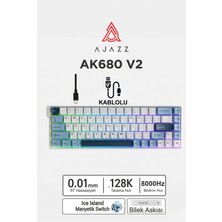 Ajazz AK680V2 Manyetik Switch Rapid Trigger 8000Hz KLAVYE-128K Scan Rate-Bilek Askısı