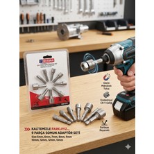 Bossra 9 Parça Mıknatıslı Somun Adaptör Seti - Lokma Seti Cr-V Çelik (5-13MM)