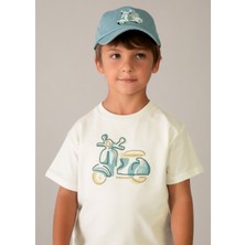 Mayoral Erkek Çocuk Motor Işlemeli T-Shirt Krem - 03060