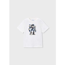 Mayoral Erkek Çocuk Robot T-Shirt Krem - 03066